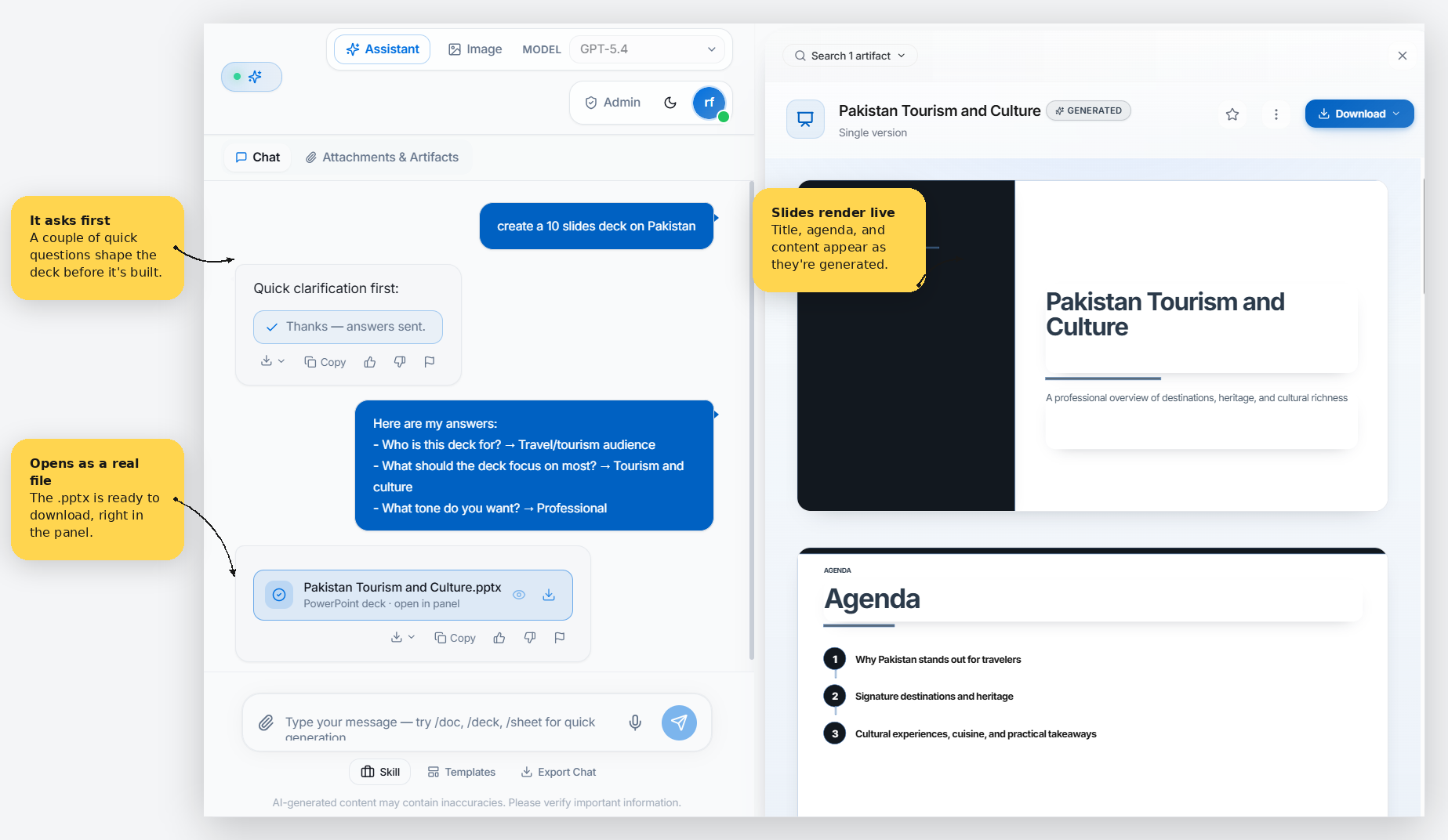 Bayaan slide deck generation interface